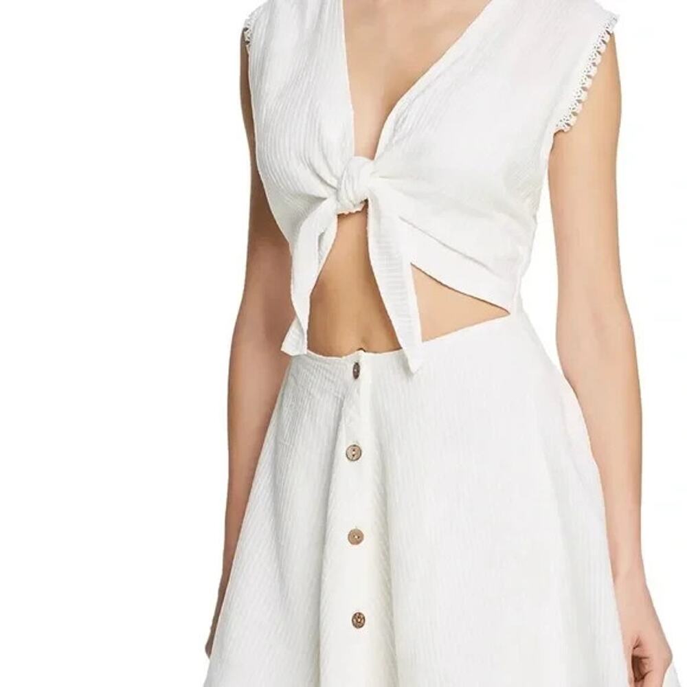 Peixoto Dress Small White Sofi Mini Swim & Resort Front Knot Coastal NWT!